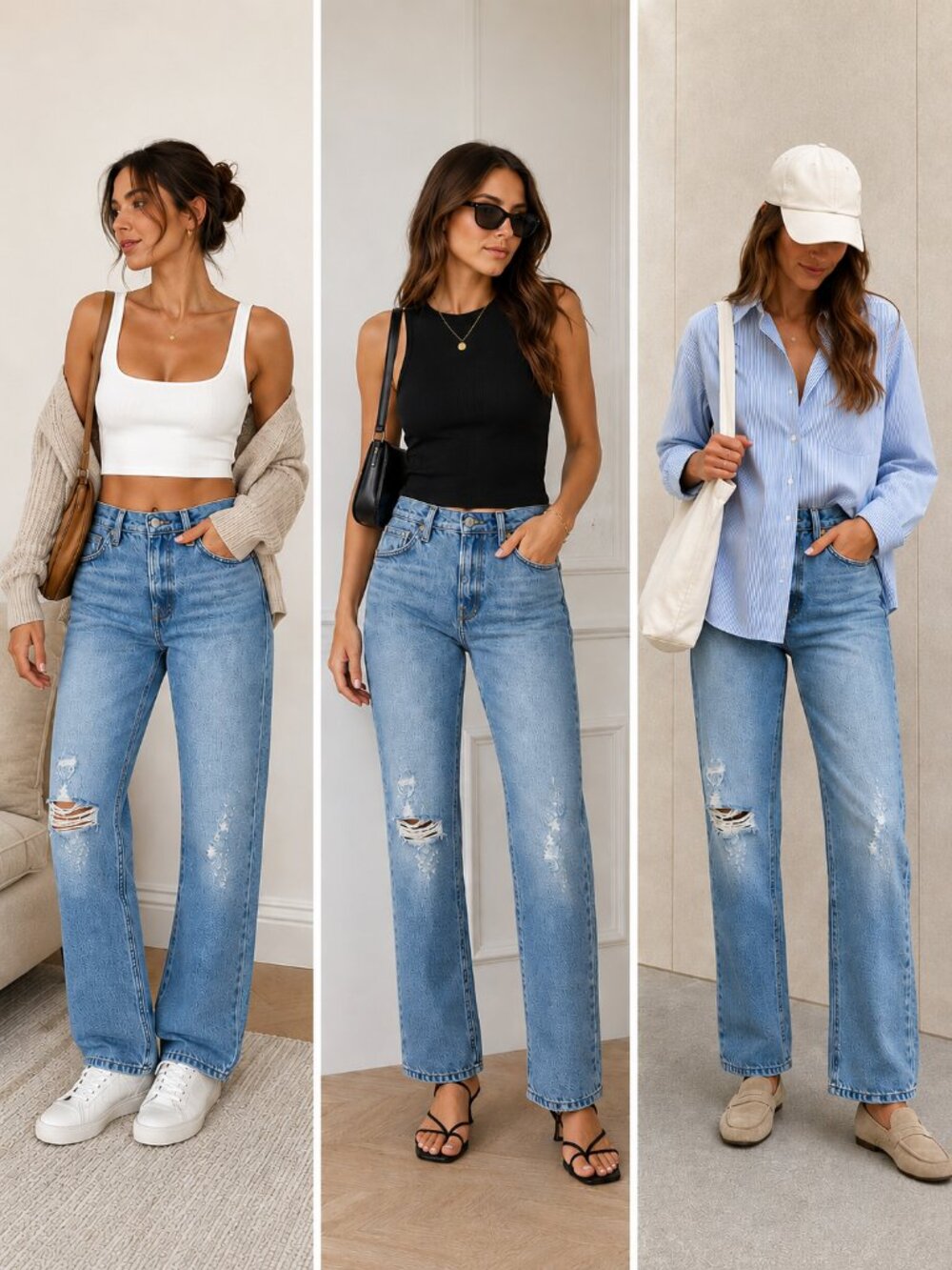 FRAME Le Slouch Boyfriend Jeans 28 Bluejay Rips Relaxed Denim LSLJ727 - Picture 5 of 14